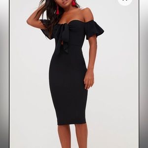 Pretty Little Thing black off the shoulder dress